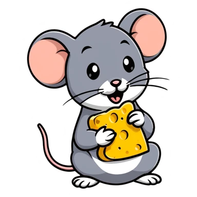 cartoon mouse jerry eating cheese sticker