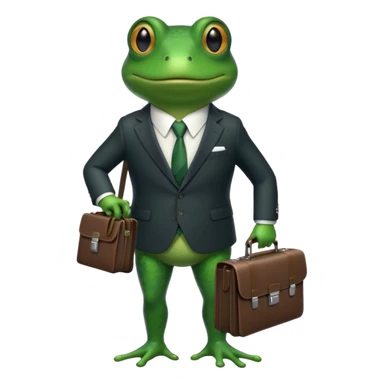 frog with a suit and tie and a briefcase sticker