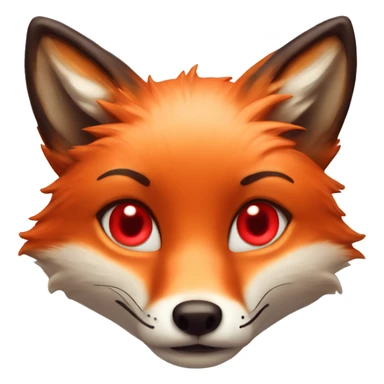 deep lush red fox face with tiny red heart instead of eyes sticker