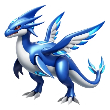 Shiny futuristic Cyber-Kyurem-Kyogre-Latios-Lugia-Fakémon-hybrid-creature (full body)  sticker