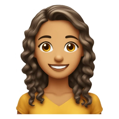 una chica de pelo cafe ondulado con ojos color miel sonriendo  sticker