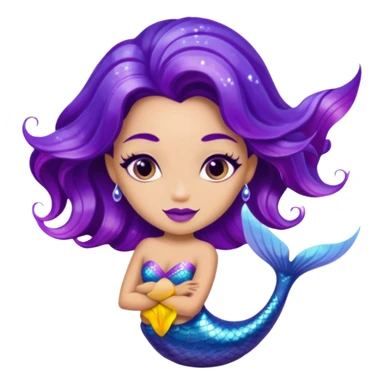 glitter purple mermiad sticker