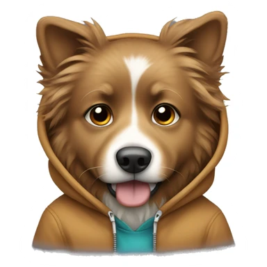 Fluffy brown dog wearing hoodie  sticker