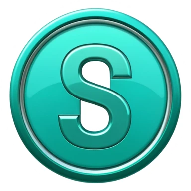 Create a custom emoji badge featuring a stylized, letter “S”. Use the Platinum rank style from League of Legends: teal-green metallics, reflective surfaces, and a futuristic elegant frame. Vibrant and high readability.
 sticker
