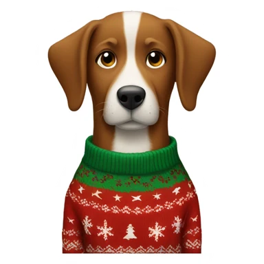 Brown dog in christmas sweater sticker