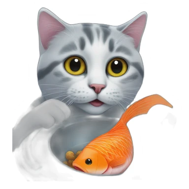 cat eating a fish in space sticker