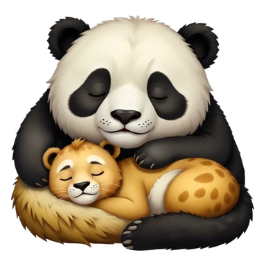 Cute panda and lion sleep sticker