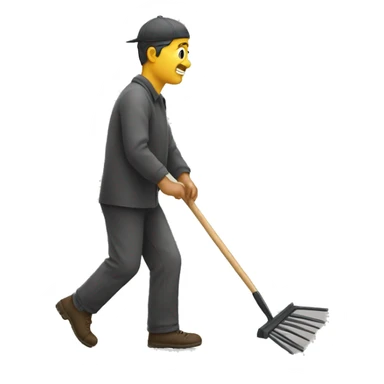 walking man with rake sticker