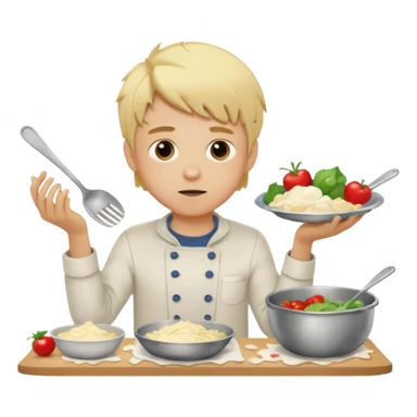 Blonde boy in messy kitchen sticker