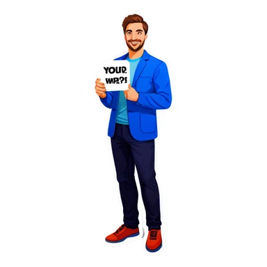 Man with a correct answer sticker