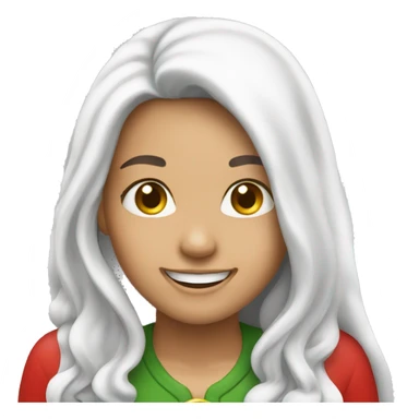 smiling girl with long hair Santa het sticker