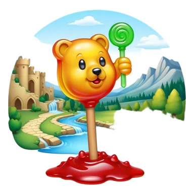 melting gummy bear lollipop candy renaissance landscape sticker