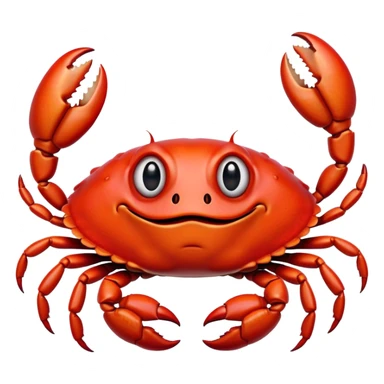 Cinematic Realistic Comical Crab Portrait Emoji, Head tilted dramatically with an exaggeratedly amused expression, featuring a striking, glossy red shell with bold natural textures and a whimsically formed face with wide, expressive eyes full of playful disbelief, rendered with lifelike detail and vibrant coastal hues, high shine, dramatic yet playful, styled with an air of cheeky seaside mischief, soft glowing outline, capturing the essence of a spirited and over‐the‐top crab that looks ready to pinch its way into viral fame! sticker