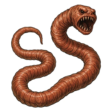 stylized intestinal parasite on isolated white background, realistic details, menacing or unpleasant appearance, medical illustrative style sticker