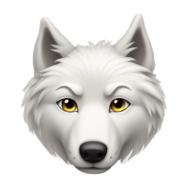 a shy white wolf who puts his paws over his eyes sticker