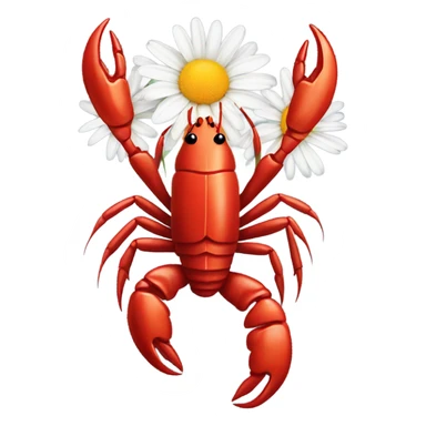 Crawfish holding a daisy in its claws sticker