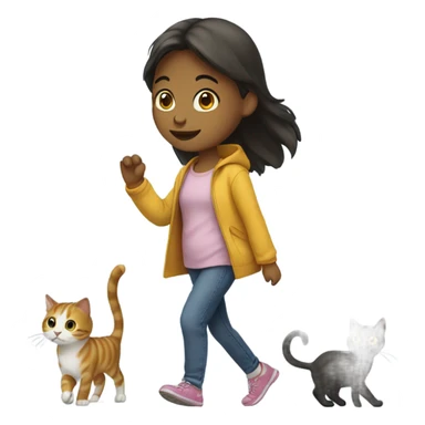 Cat walking with girl sticker