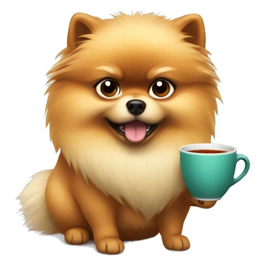 angry pomeranian with cup of tea sticker