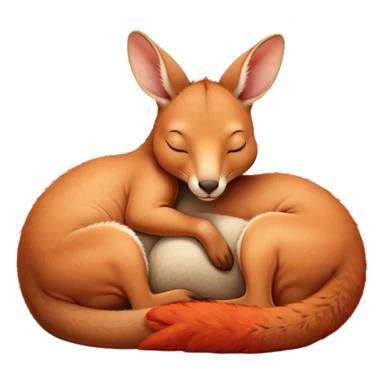 Meme-Worthy Cute Sleeping Kangaroo Portrait Emoji, Head resting peacefully with a contented smile, showcasing a robust build and a luxuriously soft red-orange fur, eyes shut in a serene, restful nap, Simplified yet hilariously adorable features, highly detailed, glowing with a soft, drowsy light, high shine, relaxed and utterly lovable, stylized with an air of playful laziness, bright and heartwarming, soft glowing outline, capturing the essence of a comically sleepy kangaroo, so meme‐worthy it feels like it could instantly become the next viral sensation of adorable slumber! sticker