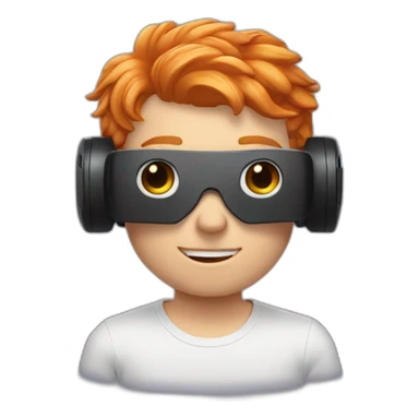Ginger boy wearing a vr headset sticker