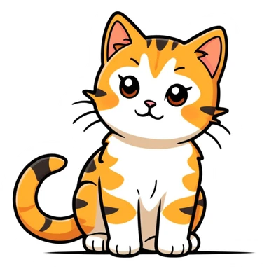 Predominantly white kitten with ginger and black patches  sticker