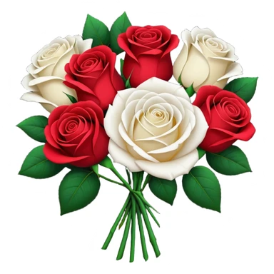 White rose and red rose bouquet with black paper  sticker