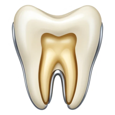 human tooth emoji, smooth chrome ceramic-metal texture, clean medical luxury aesthetic, isolated on white, no face sticker