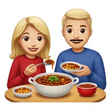 ligth couple having dinner of chili, beans and potatoes sticker