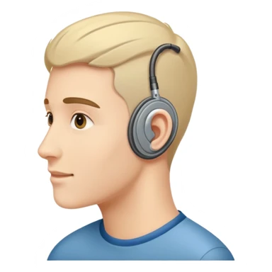 young man with cochlear implant sticker