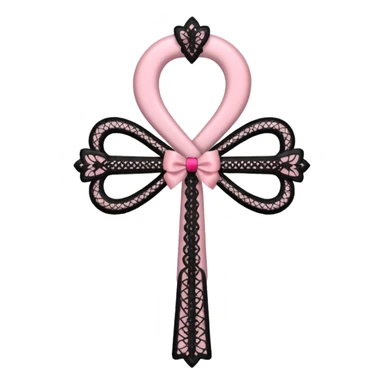 pastle pink ankh with black lace and bows sticker