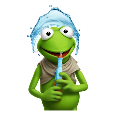 Kermit with water gun sticker