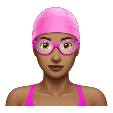 woman pink swim cap goggles sticker