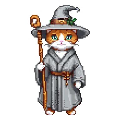 cat dressed as Gandalf sticker