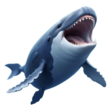 Cinematic Cute Yawning Humpback Whale Portrait Emoji, Head tilted slightly with a dramatic, wide-open yawn, showcasing a massive yet gentle blue-gray body with gently rippling baleen plates and sleepy, half-closed eyes, Simplified yet irresistibly adorable features, highly detailed, glowing with a soft, cozy marine glow, high shine, relaxed yet expressive, stylized with a dash of whimsical deep-sea charm, soft glowing outline, capturing the essence of a drowsy yet affectionate humpback whale that appears ready to drift into a deep-sea slumber! sticker