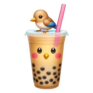 Bird drink bubble tea sticker