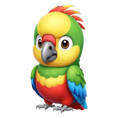 exotic parrot character, colorful feathers, cute face, 3D cartoon, mobile game icon style, clean background, no text, no watermark
 sticker