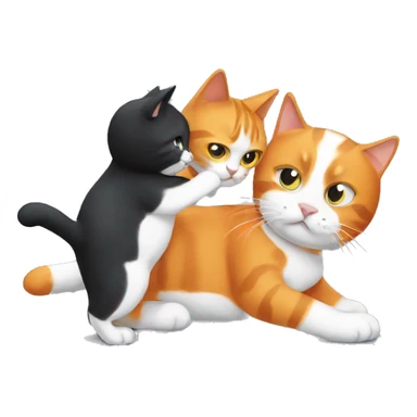 orange cat and black and white cat fighting sticker