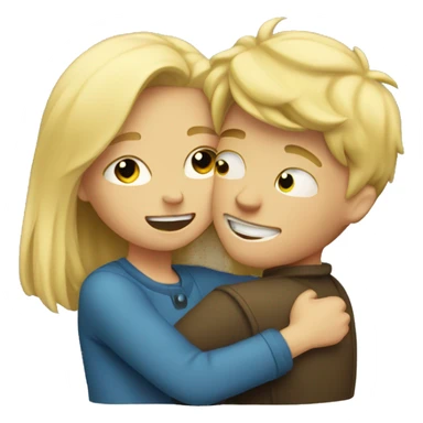 blonde girl and boy hug sticker