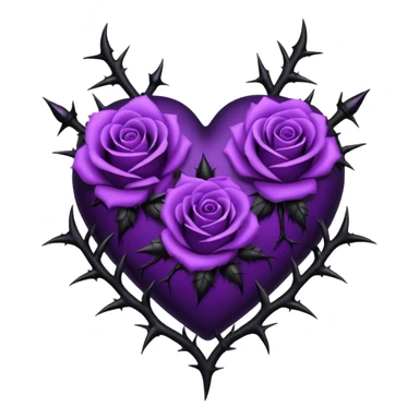 goth heart with black and purple roses sticker