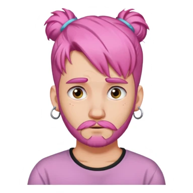  big bun haired with earrings pink hair guy sad with beard sticker