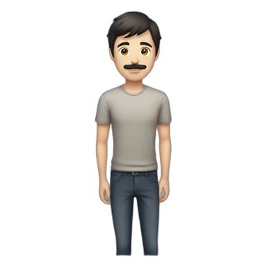 male straight short dark hair, body, greeting, moustache sticker