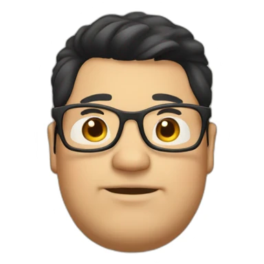 fat guy with glasses, black haired, clean shaven sticker