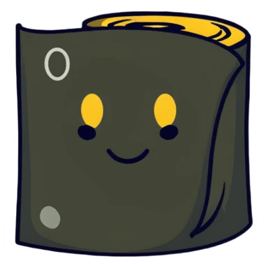 big sparkle emoji overlaid in front of a roll of fabric behind it sticker