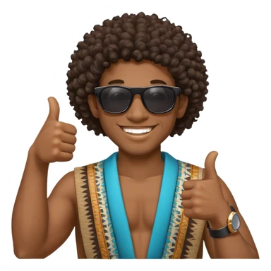 Black tribal man with curly hair wearing sunglasses smiling thumbs up sticker