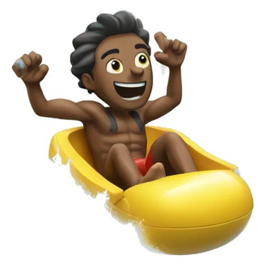 A man rides a slide in a water park  sticker