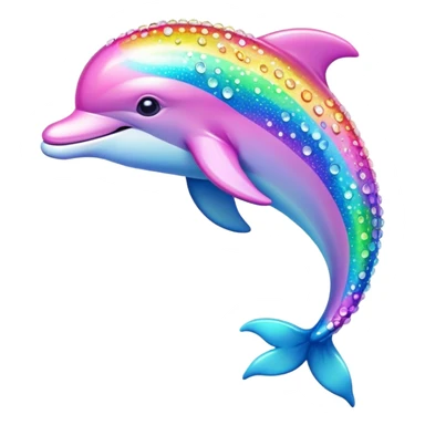 Kawaii pastel neon rainbow bedazzled dolphin  sticker