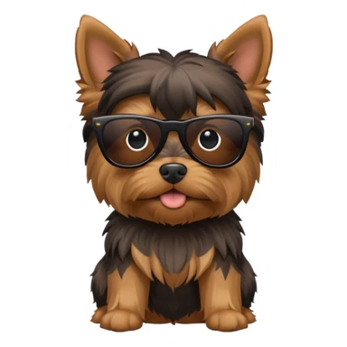 perro shorkshire con lentes de sol completamente negros sticker