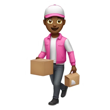 male courier (food delivery) in pink clothes  sticker