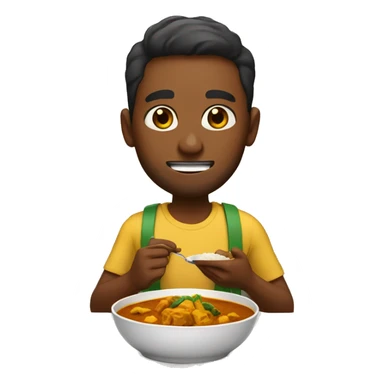 brown skinned man eating a bowl of curry sticker