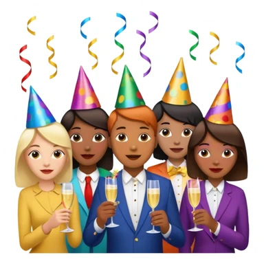a party emoji with celebration elements sticker